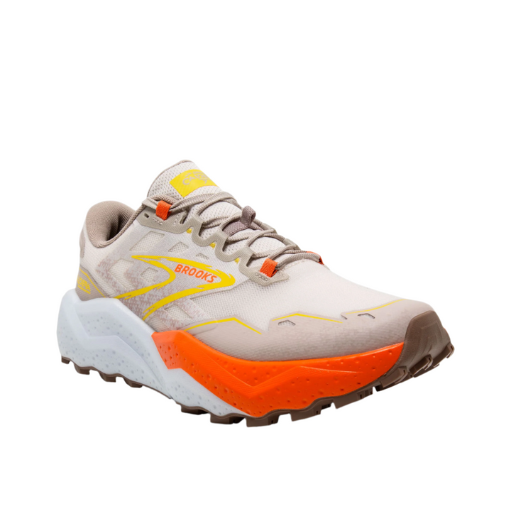 Brooks Mens Caldera 7 - White Sand/Chateau Gray/Yellow - Trail