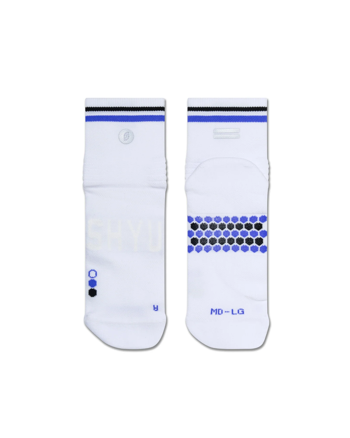 SHYU Racing Quarter Crew Socks - White/Indigo/Black