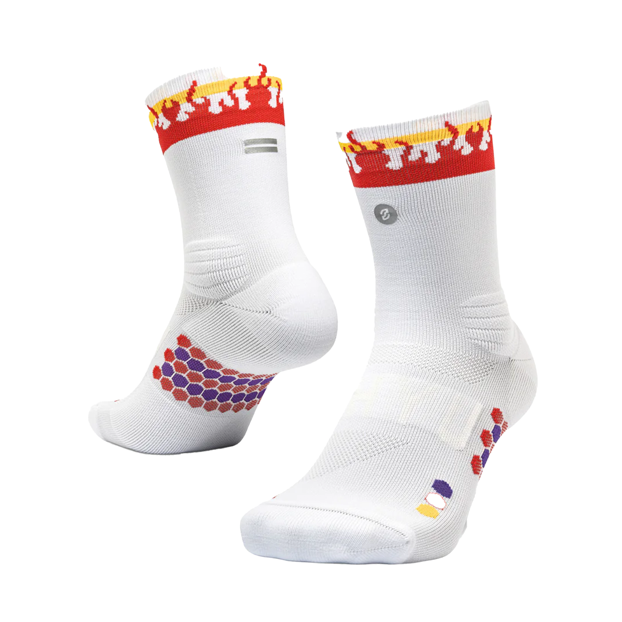 SHYU Racing Half Crew Socks - White/Flame/Amber
