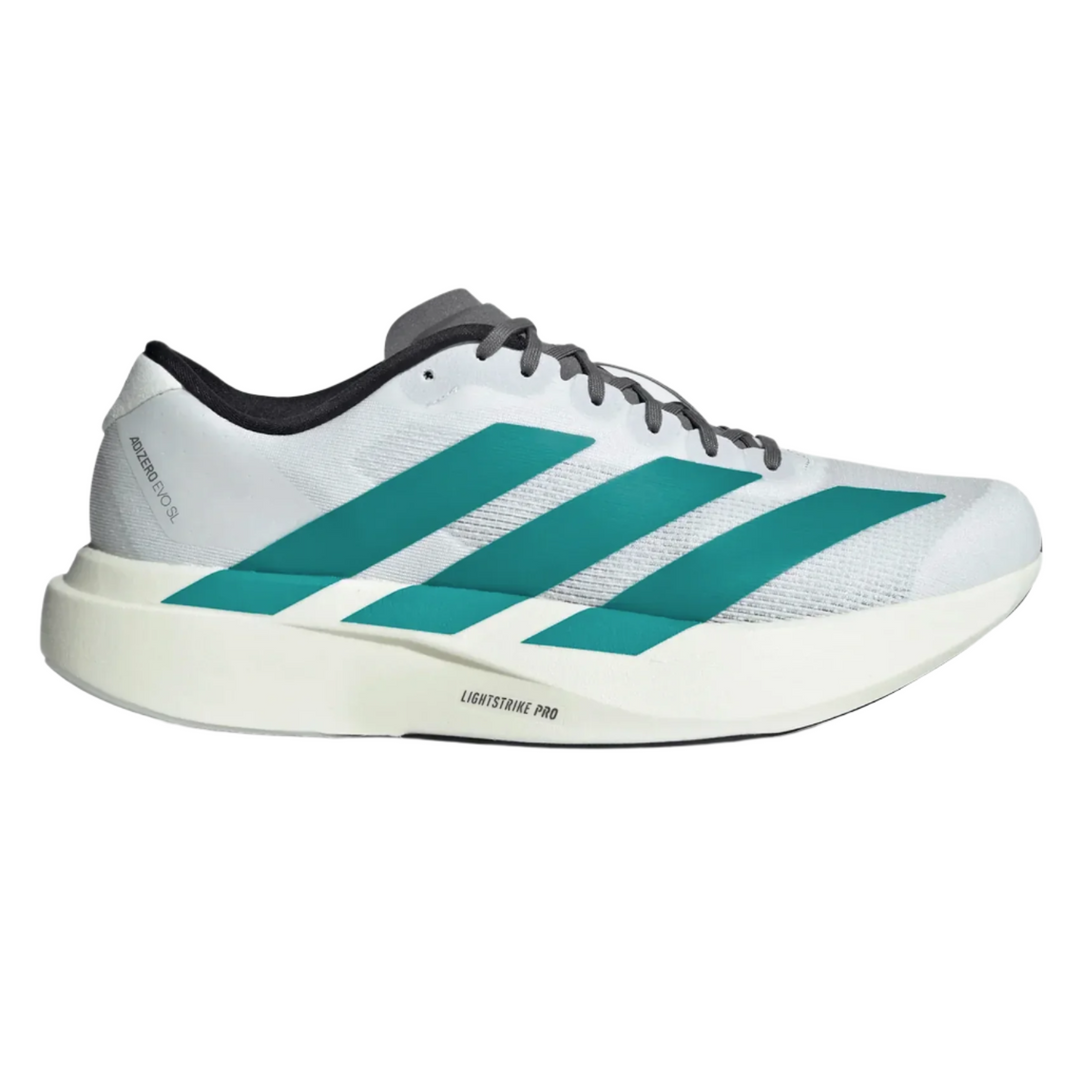 Adidas Mens Adizero Evo SL - Cloud White/Pure Teal/Grey Four - Neutral - AW25