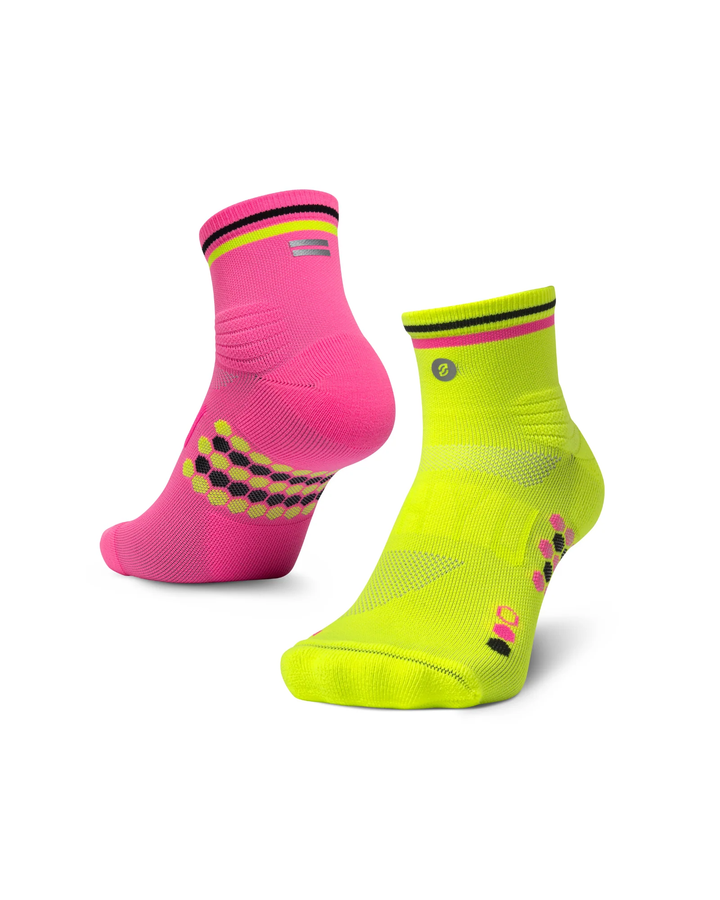 SHYU Racing Quarter Crew Socks - Rhubarb/Custard/Black