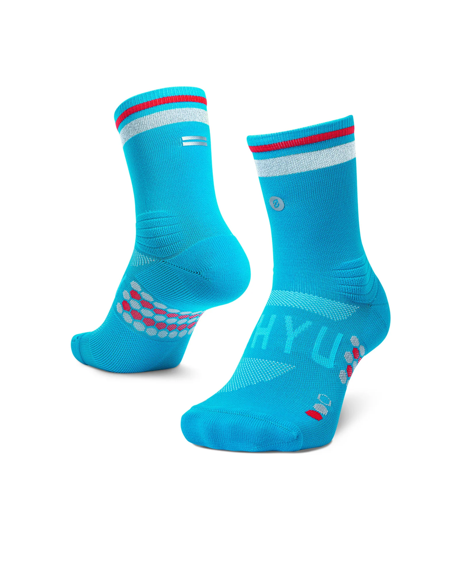 SHYU Racing Half Crew Socks - Sapphire/Chrome/Red