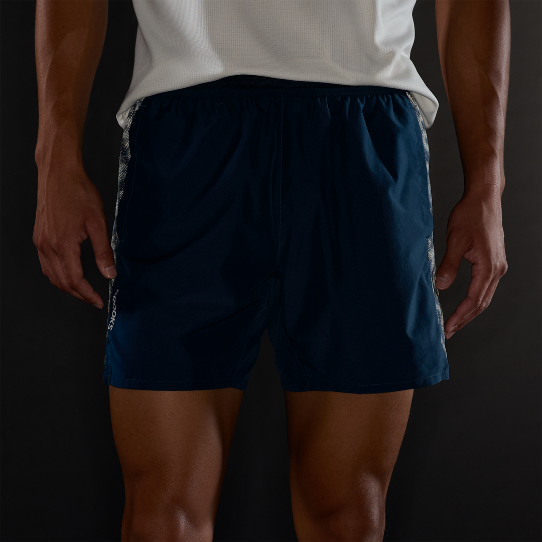 Brooks Mens Dash Short - Reflective Wordmark/Indigo - AW26