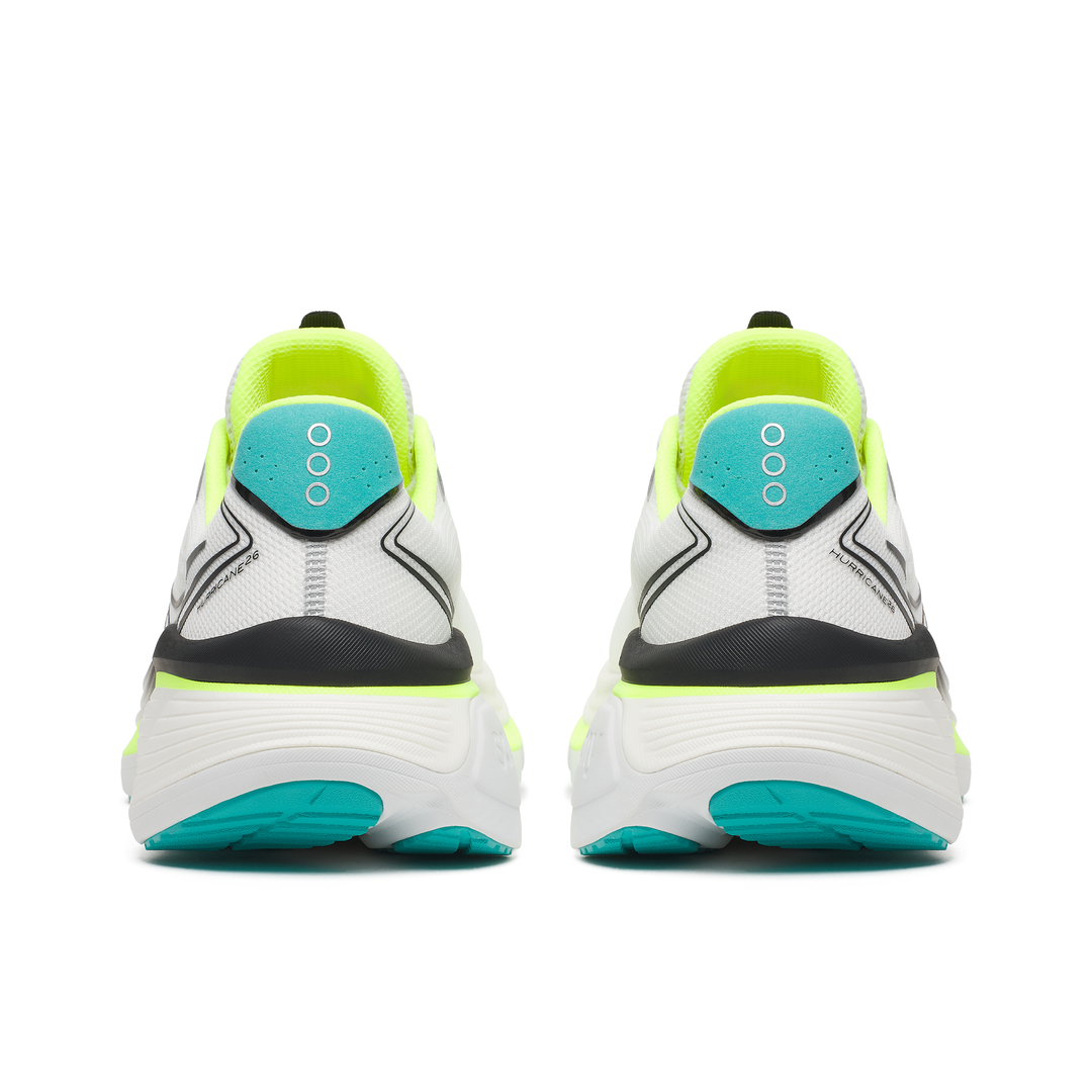 Saucony Mens Hurricane 26 - White/Citron- Stability - AW26