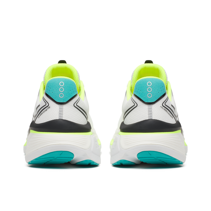Saucony Mens Hurricane 26 - White/Citron- Stability - AW26