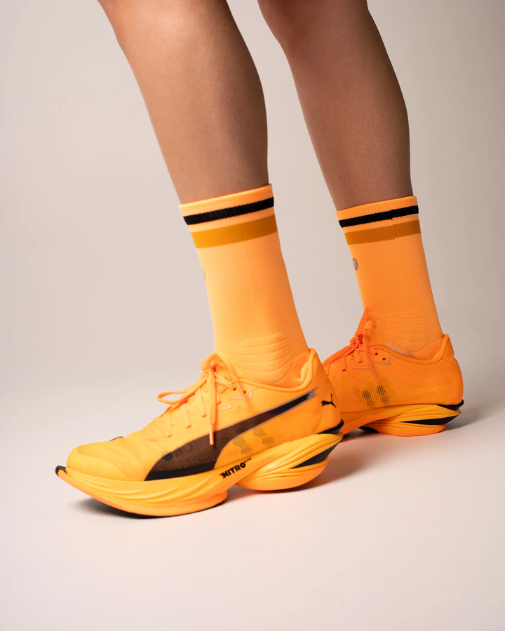 SHYU Racing Half Crew Socks - Orange/Pumpkin/Black