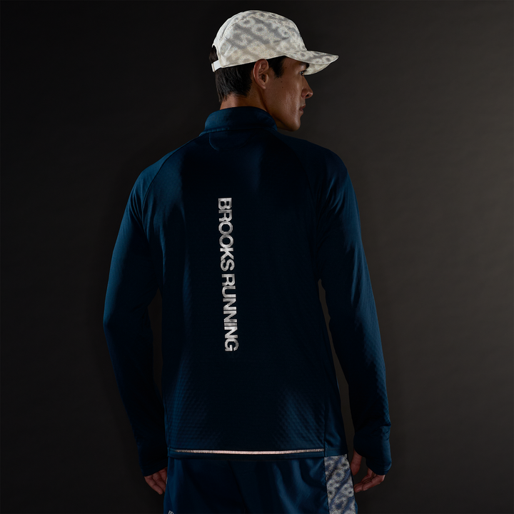 Brooks Mens Thermal Reflective 1/2 Zip - Indigo/Reflective - AW26