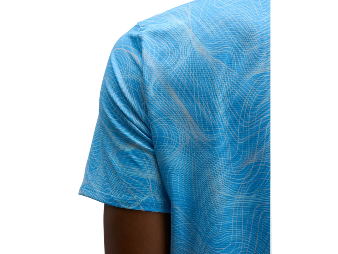 Hoka Mens Everyrun Printed Short Sleeve - Mineral Blue Print - AW26