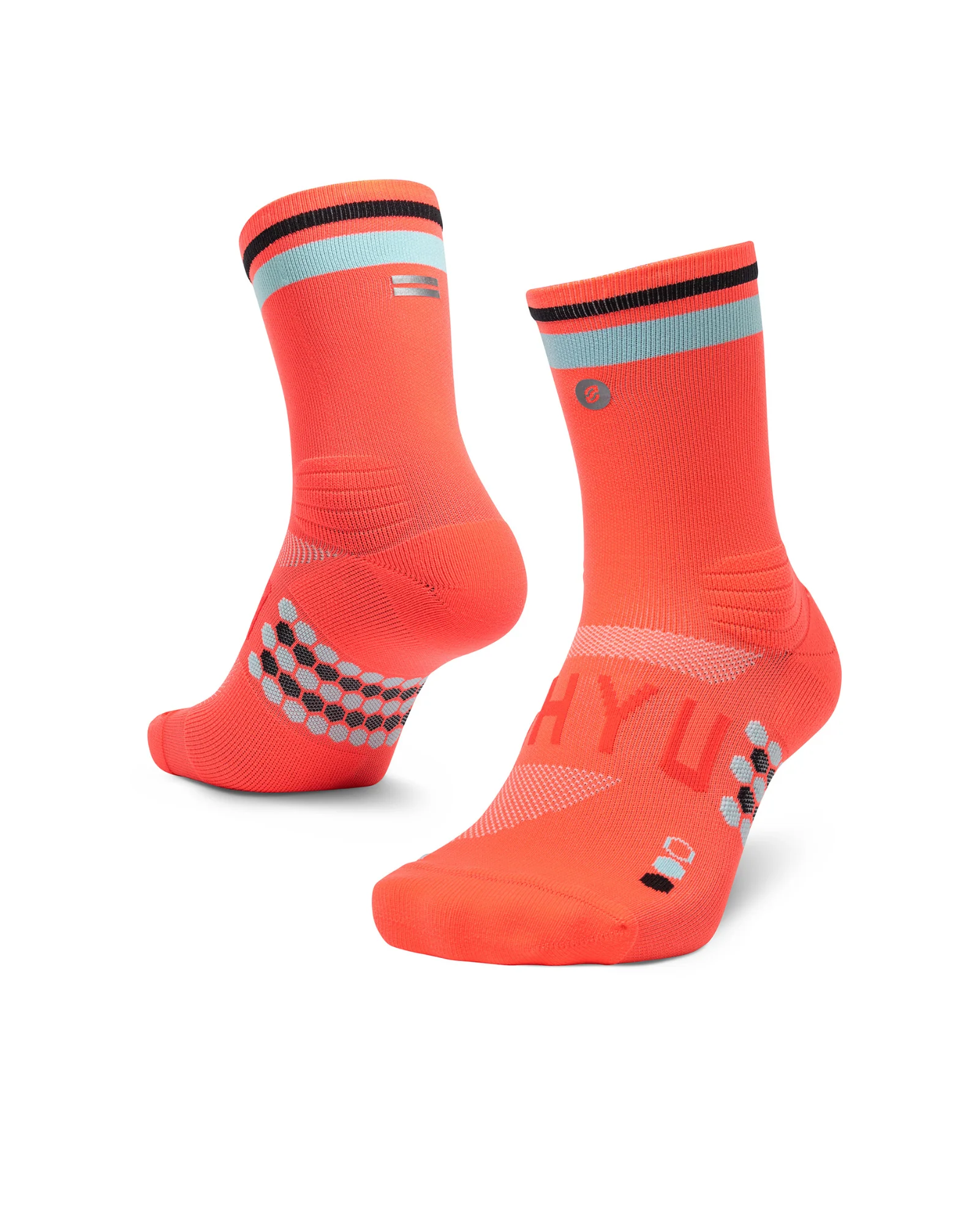 SHYU Racing Half Crew Socks - Coral/Sky/Black