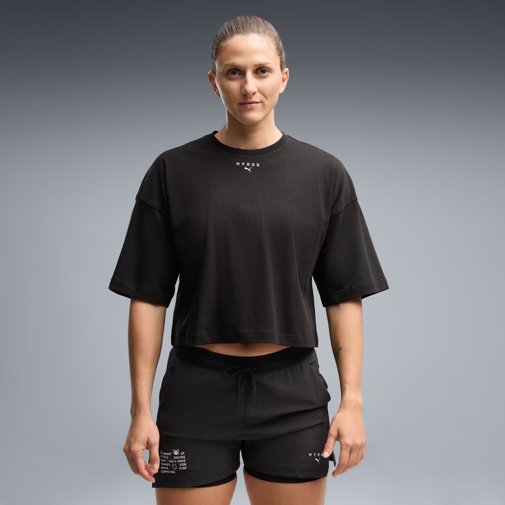 Puma x Hyrox Womens Cropped Lifestyle Tee - Puma Black - AW26