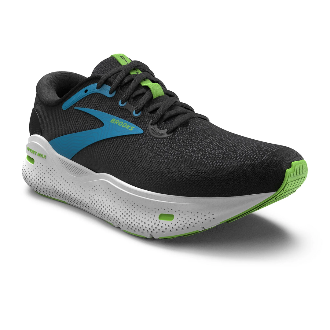 Brooks Mens Ghost Max Wide - 2E Width - Black/Atomic Blue/Jasmine - Neutral