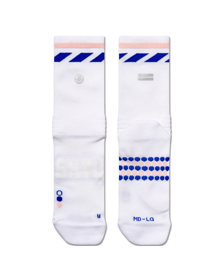 SHYU Racing Half Crew Socks - White/Sash/Melon