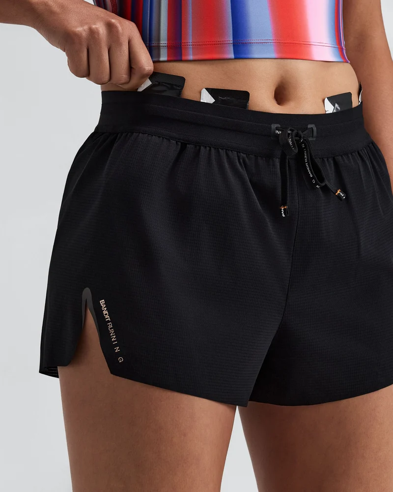 Bandit Womens Ripspeed 3" Split Shorts - Black - AW26