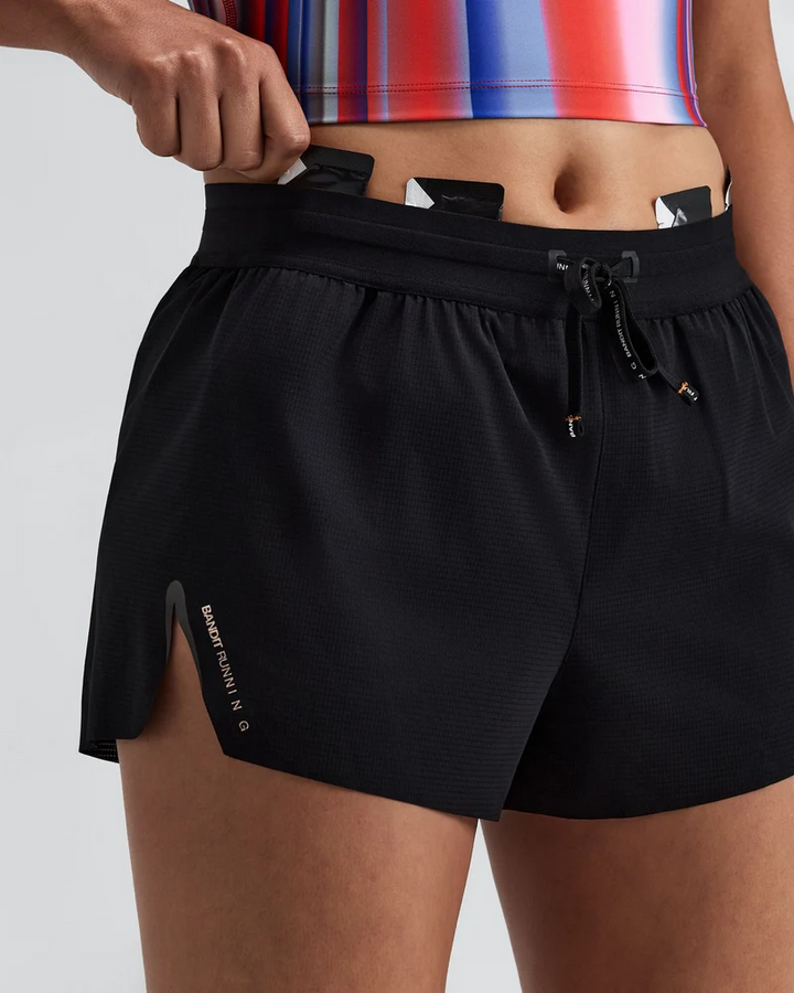 Bandit Womens Ripspeed 3" Split Shorts - Black - AW26