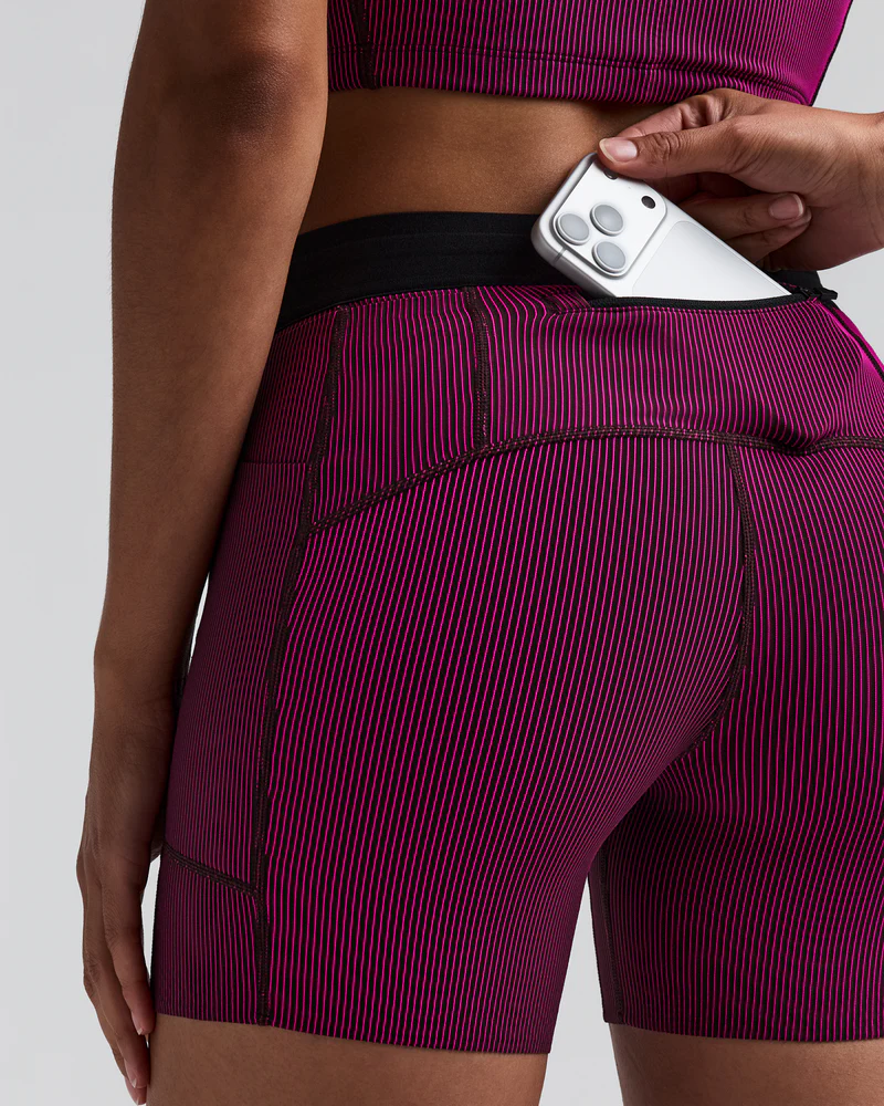 Bandit Womens 5” Striped Cadence Compression Shorts  - Espresso/Azalea - AW26
