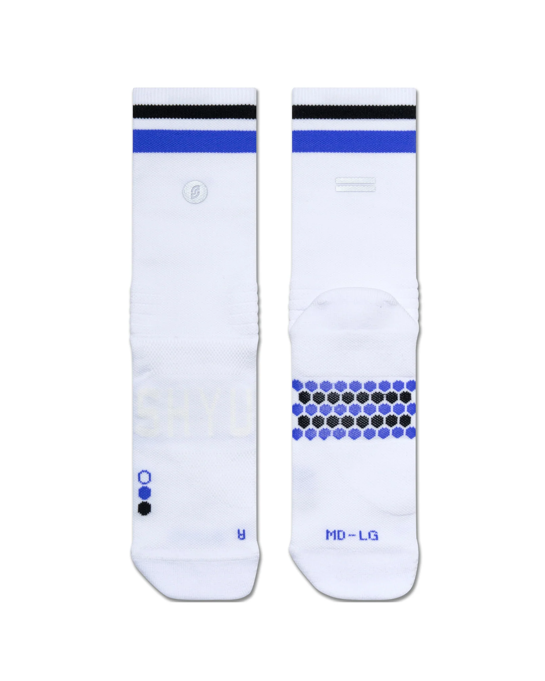SHYU Racing Half Crew Socks - White/Indigo/Black