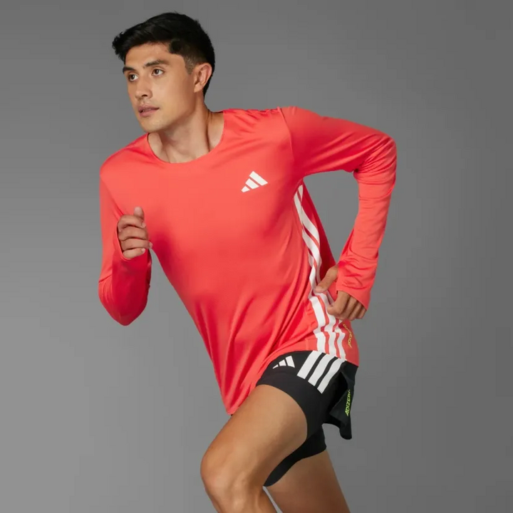 Adidas Mens Adizero Long Sleeve Tee - Semi Lucid Red