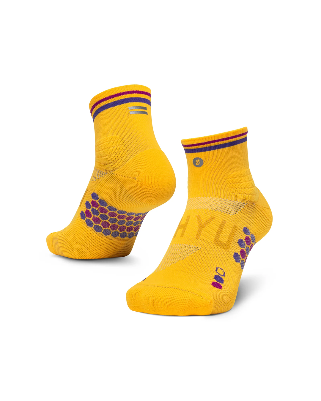 SHYU Racing Quarter Crew Socks - Amber/Eggplant/Claret