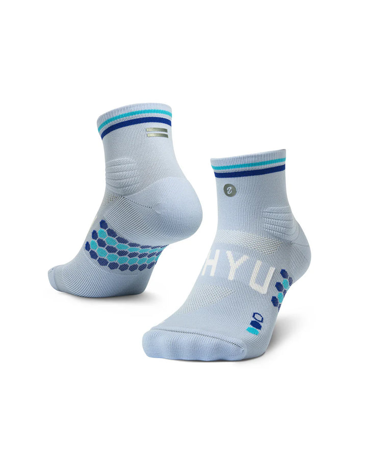 SHYU Racing Quarter Crew Socks - Ice/Blue/Azure