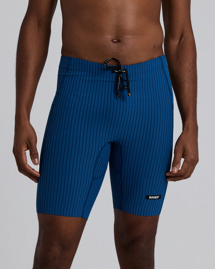 Bandit Mens Striped Cadence™  7" Pocket Half Tights - Ink Blue/ Aegean - SS26