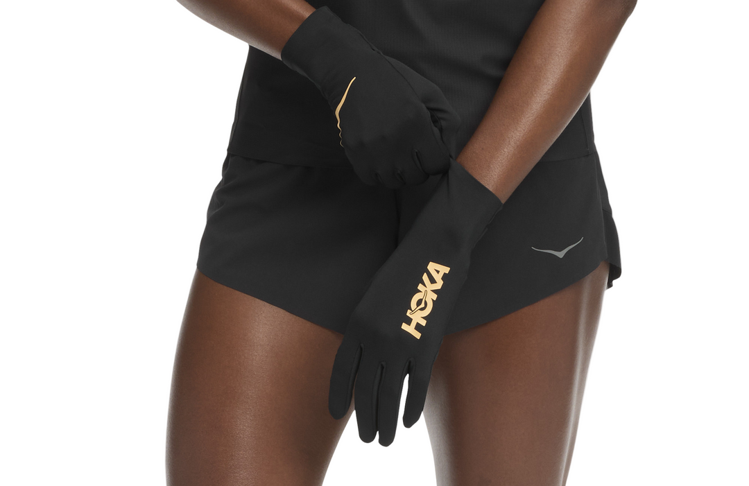 Hoka Unisex Airolite Run Gloves - Koshi Tan-Tan Black/Gold