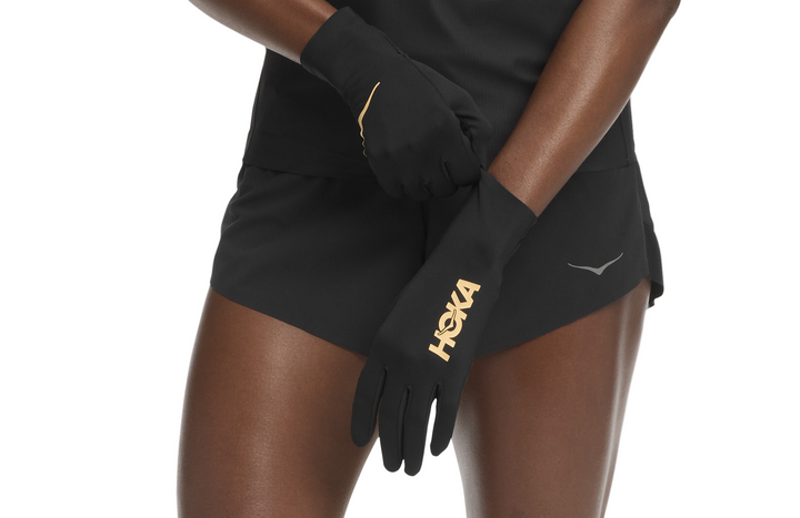 Hoka Unisex Airolite Run Gloves - Koshi Tan-Tan Black/Gold