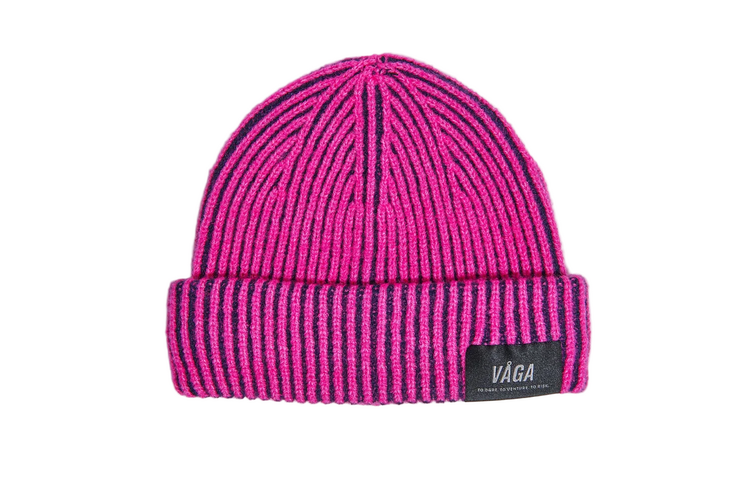 Vaga Midweight Beanie - Bright Pink/Navy Blue - AW25