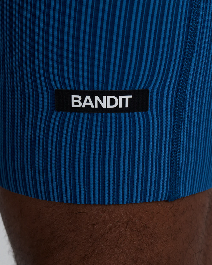 Bandit Mens Striped Cadence™  7" Pocket Half Tights - Ink Blue/ Aegean - SS26