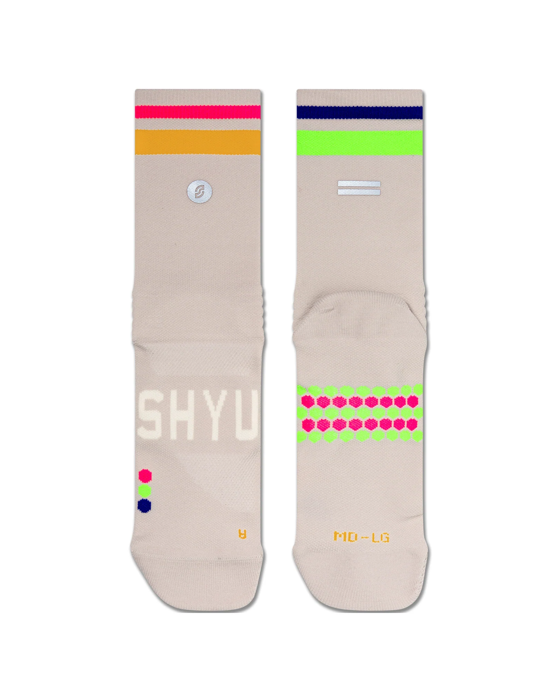 SHYU Racing Half Crew Socks - Goat/Sunrise/Peacock