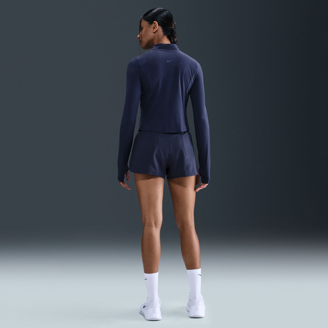 Nike One Women's Dri-FIT Mid-Rise 3in Brief-Lined Shorts - Midnight Navy/Reflective Silver