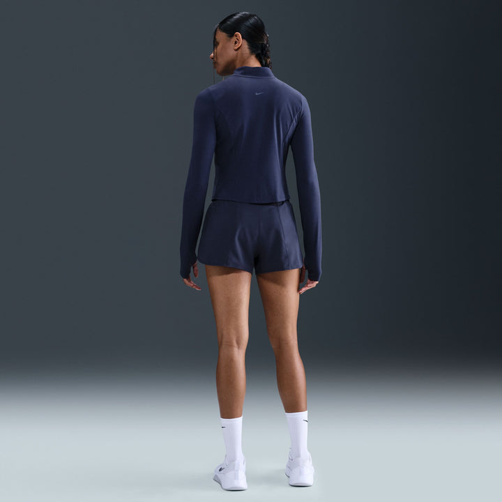 Nike One Women's Dri-FIT Mid-Rise 3in Brief-Lined Shorts - Midnight Navy/Reflective Silver