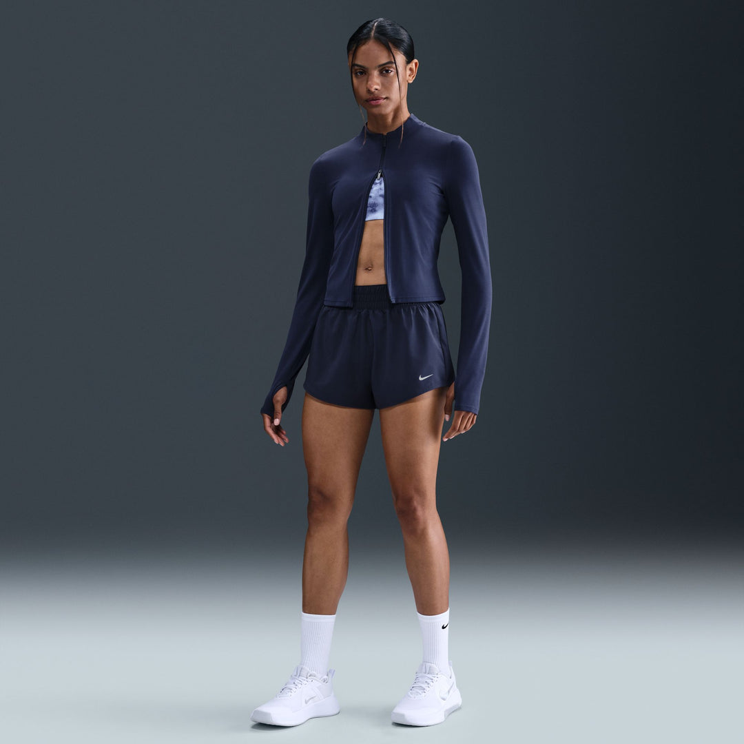 Nike One Women's Dri-FIT Mid-Rise 3in Brief-Lined Shorts - Midnight Navy/Reflective Silver