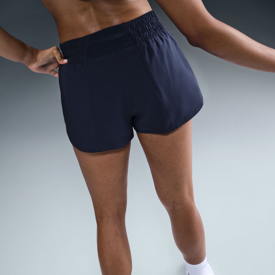 Nike One Women's Dri-FIT Mid-Rise 3in Brief-Lined Shorts - Midnight Navy/Reflective Silver