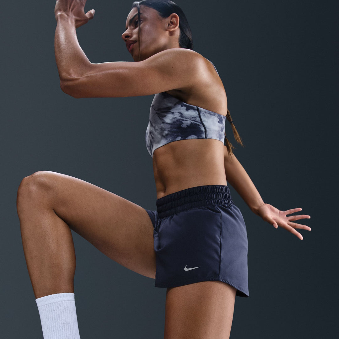 Nike One Women's Dri-FIT Mid-Rise 3in Brief-Lined Shorts - Midnight Navy/Reflective Silver