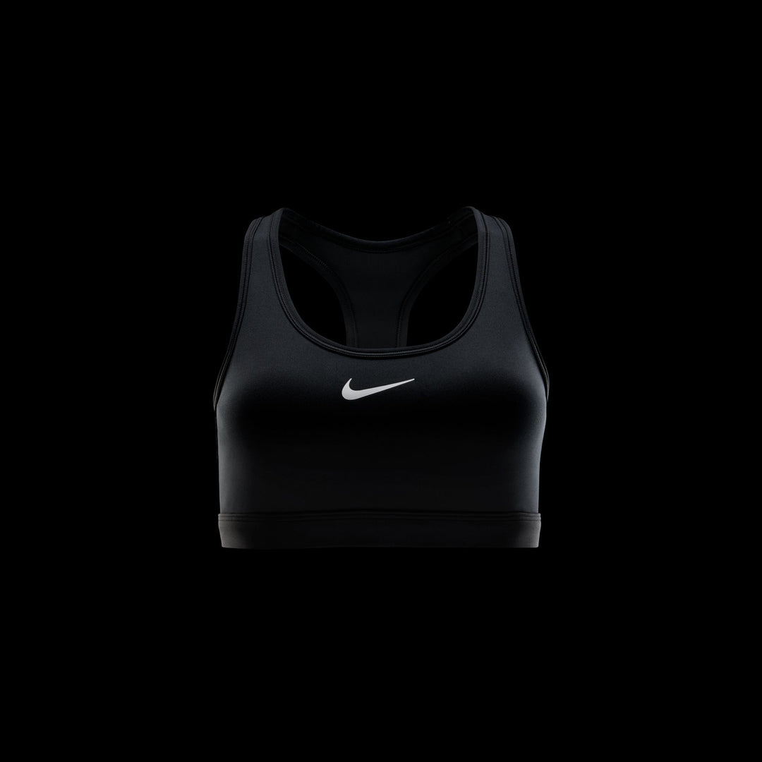 Nike Swoosh Womens Medium-Support Padded Sports Bra - Black/White - HO26