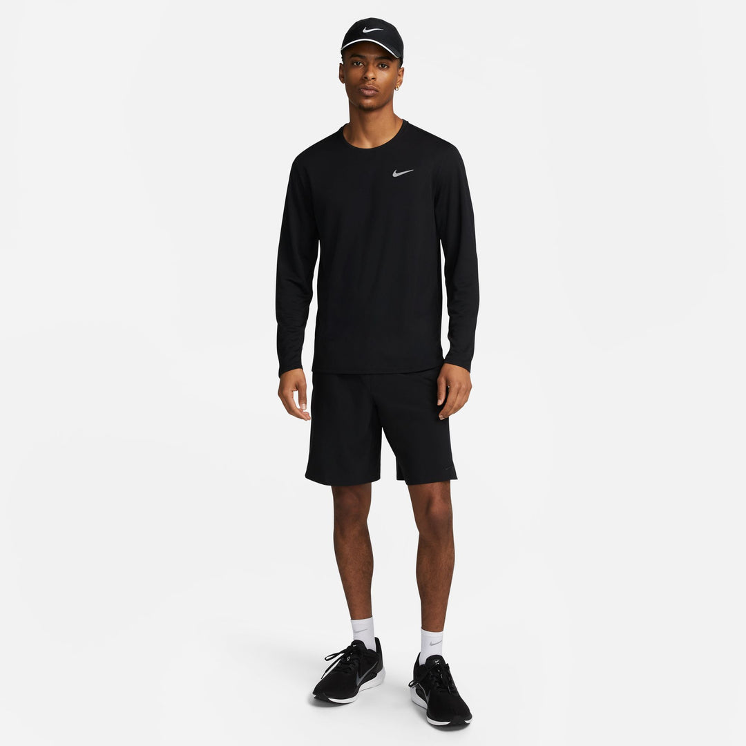 Nike Herren Dri-FIT UV L/S Miler Top – Schwarz/Reflektierendes Silber