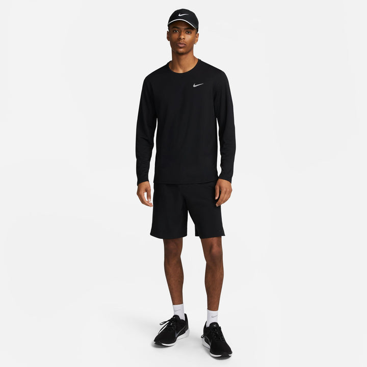Nike Herren Dri-FIT UV L/S Miler Top – Schwarz/Reflektierendes Silber