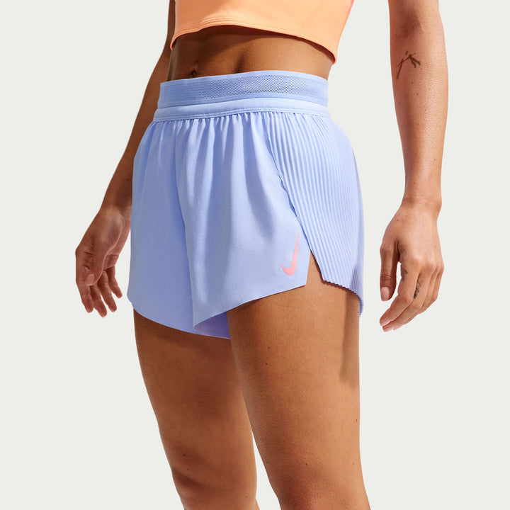 Nike AeroSwift Women's Dri-FIT ADV Mid-Rise 3" Brief Lined Running Shorts - Aluminium/Black/White/Atomic Pink - SU26