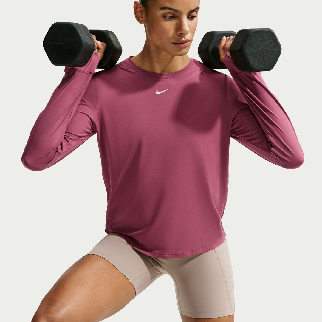 Nike One Classic Womens Dri-FIT L/S Top - Pink Smoke/White - FA26