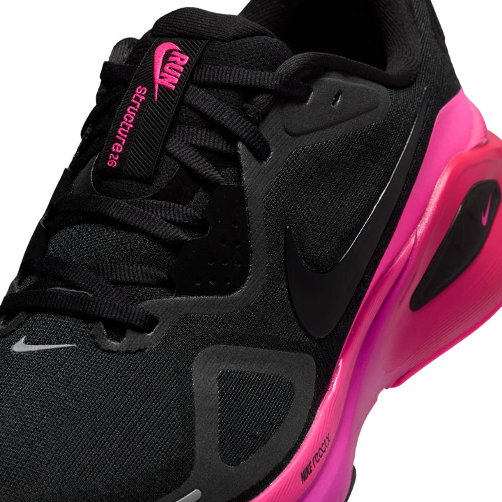 Nike Womens Structure 26 - Black/Black/Hyper Pink/Laser Crimson - Stability - FA26