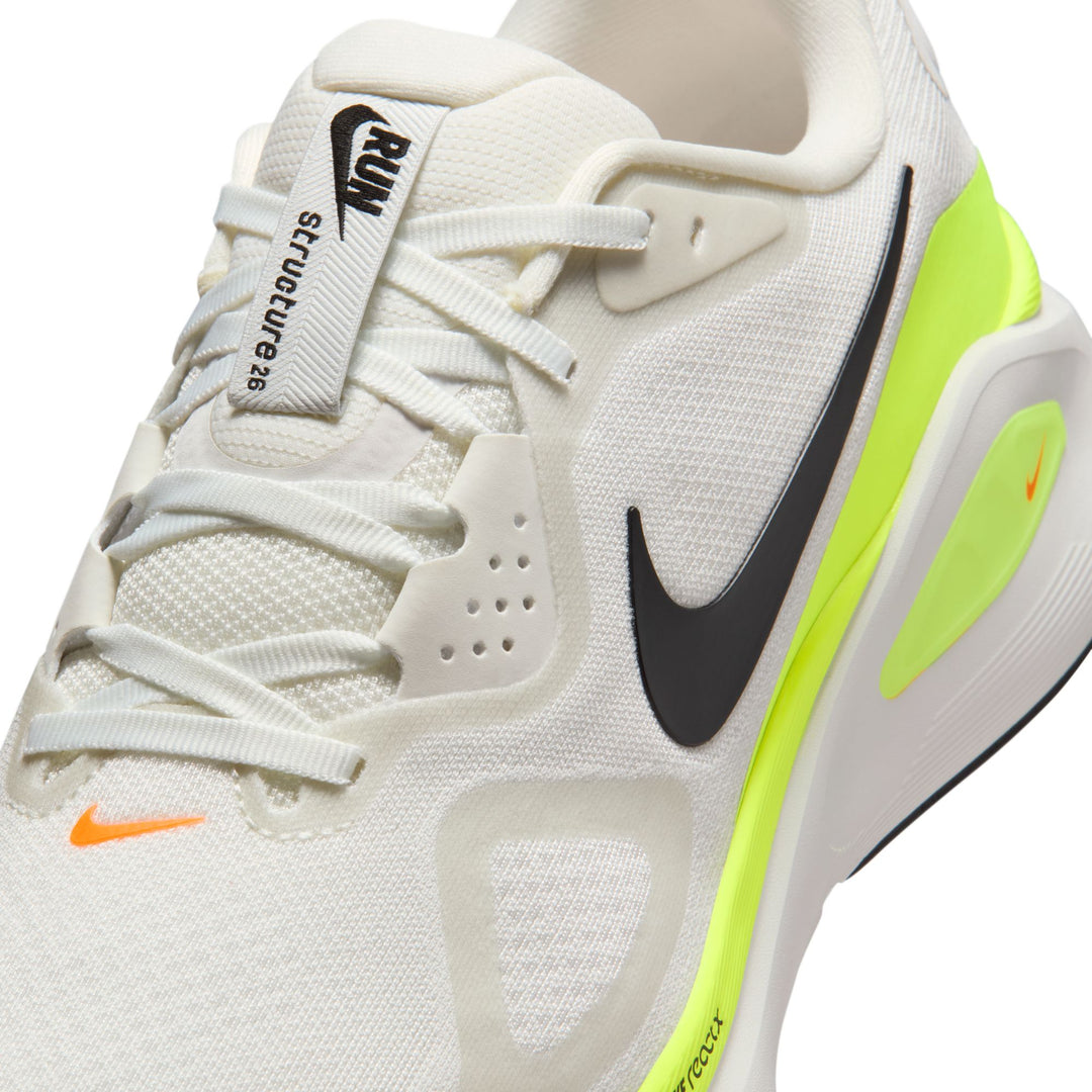 Nike Mens Structure 26 - Summit White/Black/Volt/Total Orange - Stability - SP26