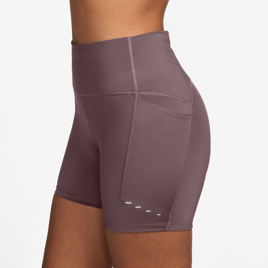 Short de course moulant taille haute 4" Nike Swift pour femme avec poches - Tatouage/Argent réfléchissant