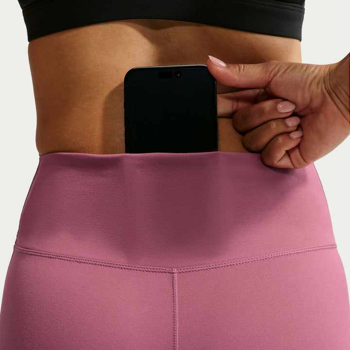 Nike One Womens Seamless Front High-Waisted Full-Length Leggings - Pink Smoke/White - SU26
