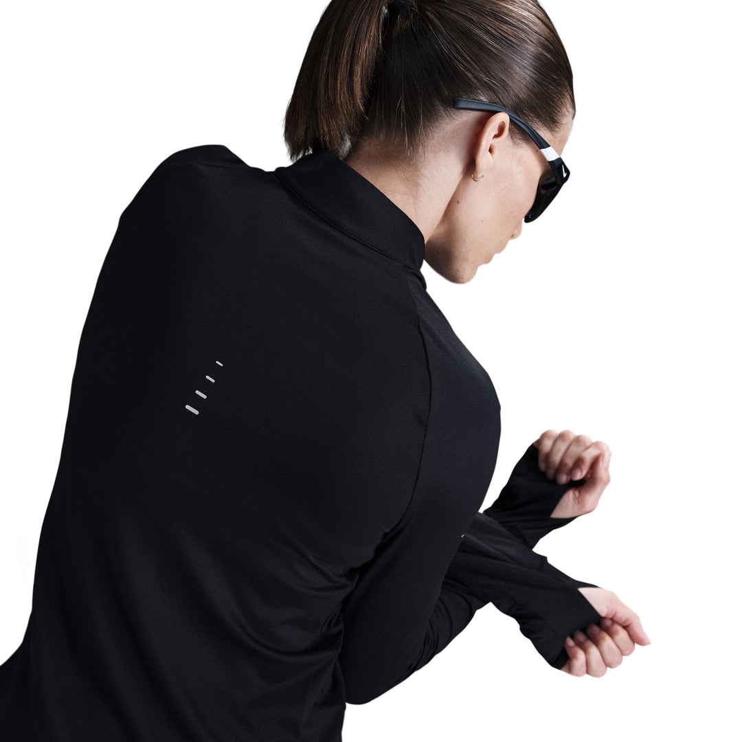 Nike Womens Dri-FIT UV 1/4 Zip L/S Swift Tee - Black/Reflective Silver - HO25