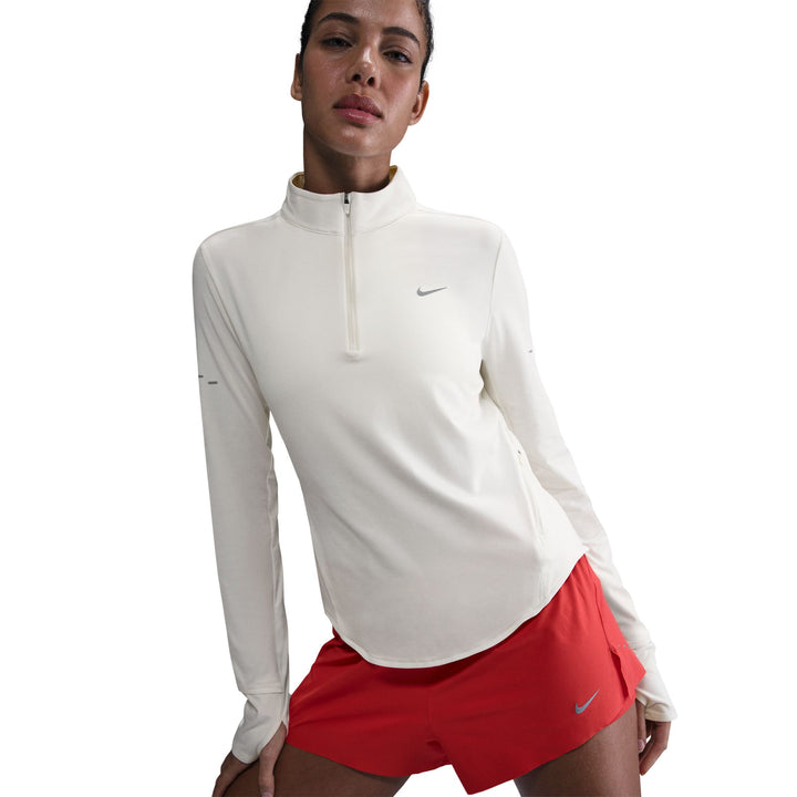 Nike Damen Dri-FIT UV 1/4 Zip L/S Swift T-Shirt – Segel/Reflektierendes Silber