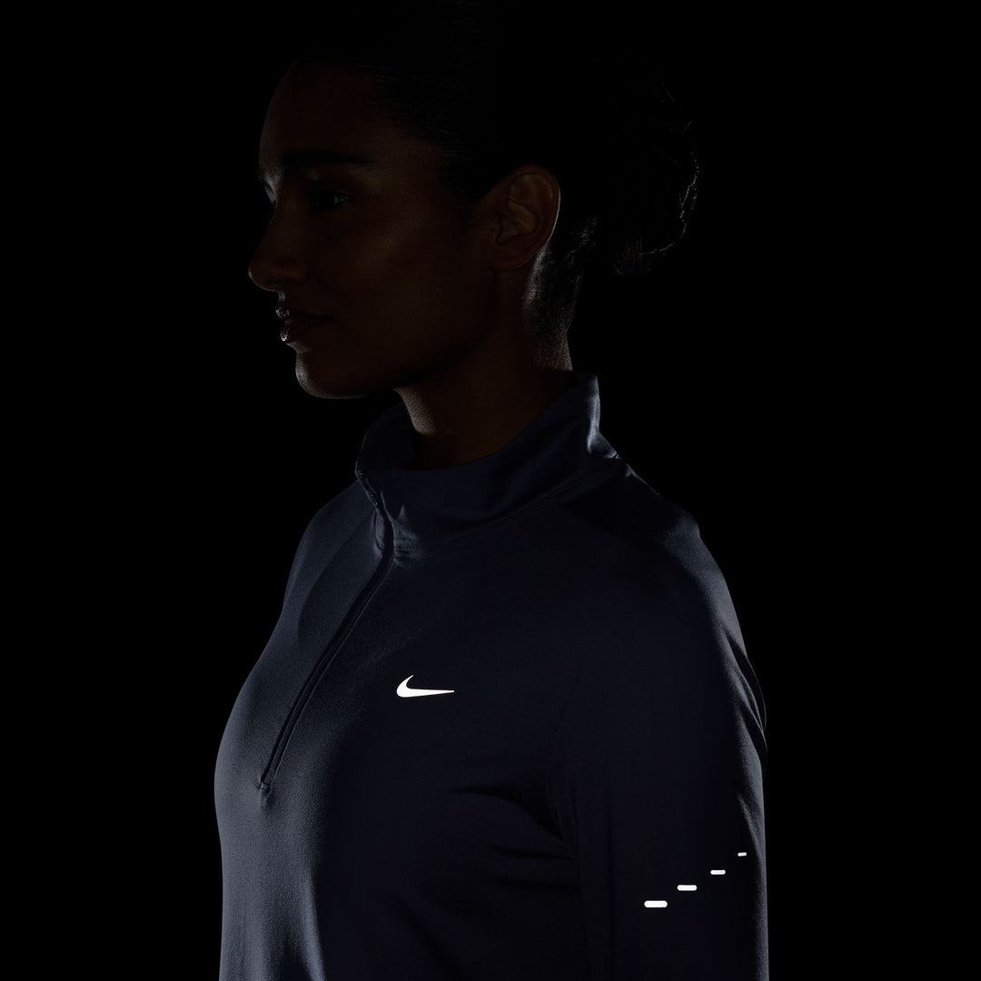 Nike Womens Dri-FIT UV 1/4 Zip L/S Swift Tee - World Indigo/Reflective Silver - HO25