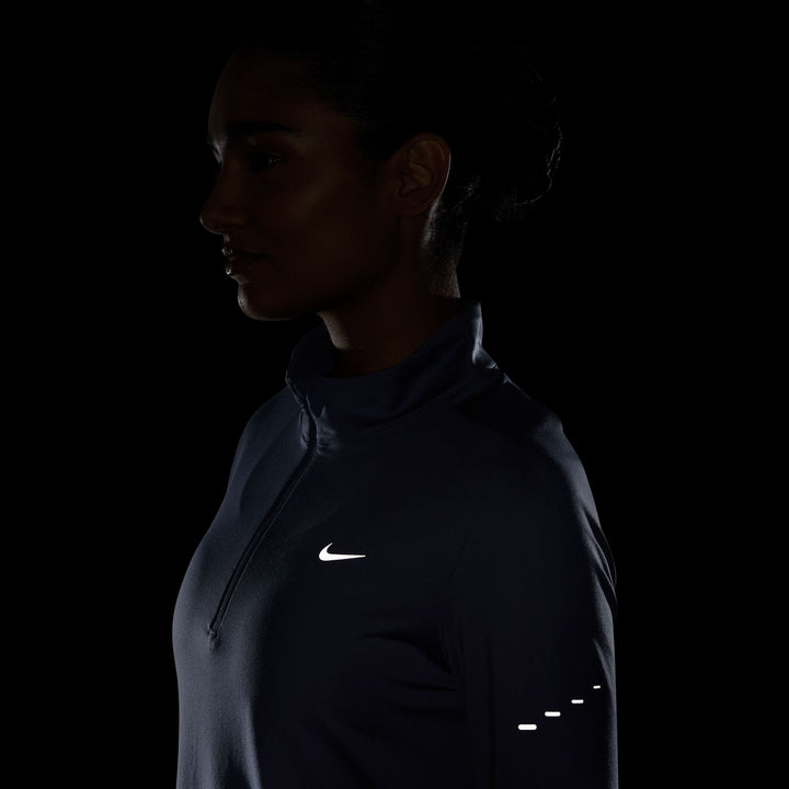 Nike Womens Dri-FIT UV 1/4 Zip L/S Swift Tee - World Indigo/Reflective Silver - HO25