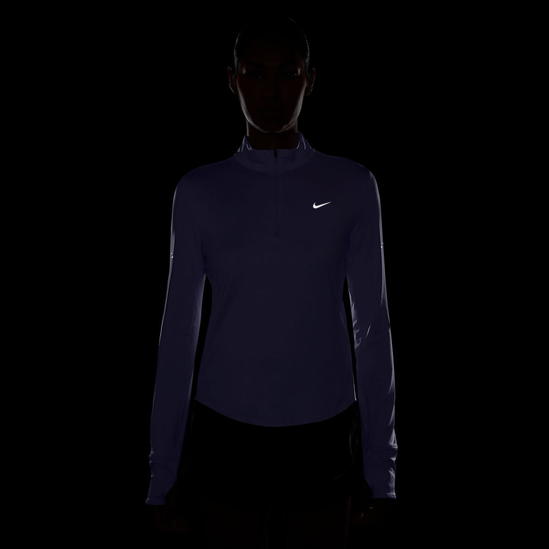 Nike Womens Dri-FIT UV 1/4 Zip L/S Swift Running Top - Purple Pulse/Reflective Silver - HO26