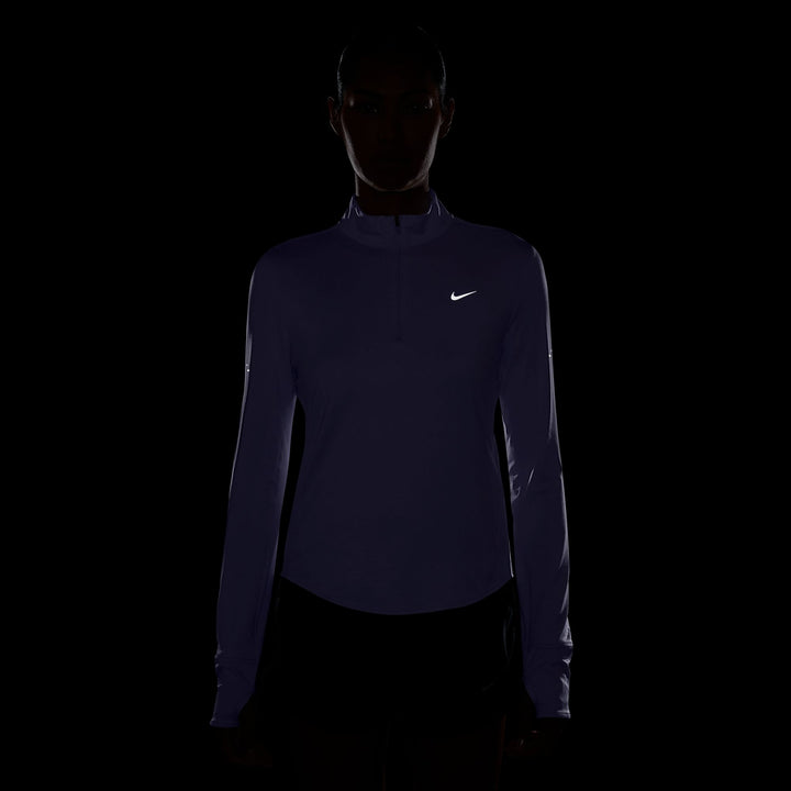 Nike Womens Dri-FIT UV 1/4 Zip L/S Swift Running Top - Purple Pulse/Reflective Silver - HO26