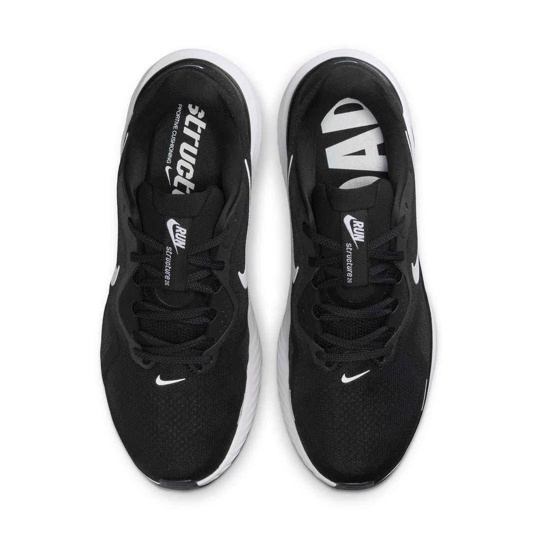 Nike Mens Structure 26 Wide - 2E Width - Black/White/Wolf Grey/Metallic Silver - Stability - SU26